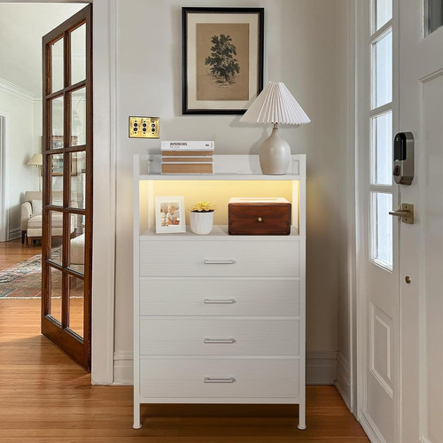 Cómoda Blanca Para Dormitorio De Niñas, Cómoda De 4 Cajones