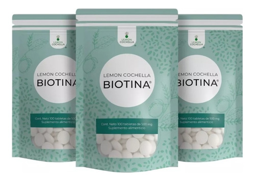 3 Sobre De Biotina Lemon Cochella 10,000 Mcg. Con Regalo 