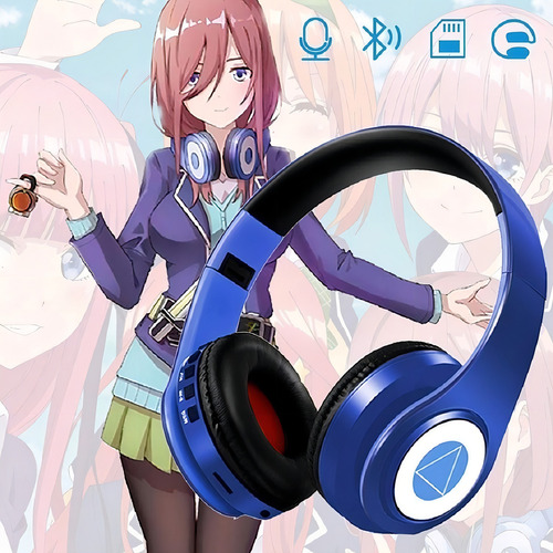 Auriculares genérica gamer inalámbricos Nakano Miku Headphones negro