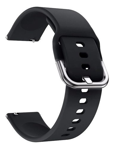 Pulseira 22mm Silicone Vip Para Relógio Digital A16 Poolsy Cor Preto/prata