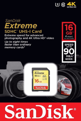 Cartão Sandisk Extreme 90mbs 4k 16gb Original Lacrado