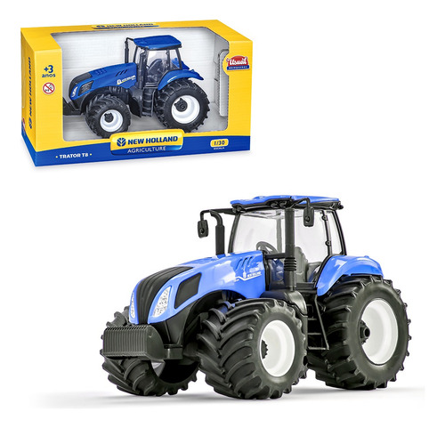 Trator De Brinquedo Miniatura New Holland T8 Conjunto Com 2