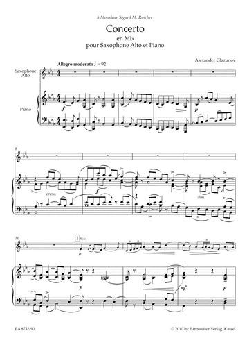 Glazunovalto Saxophone Concertopulgadae-flat Major, Op. 109