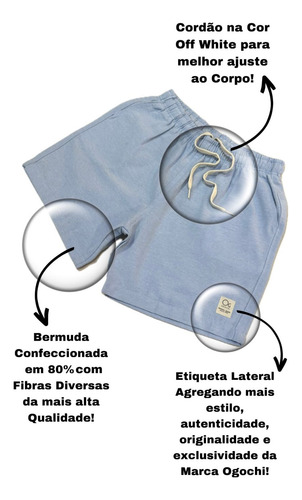 Bermudas Ogochi Em Linho Juvenis Masculinas Resorts Casuais
