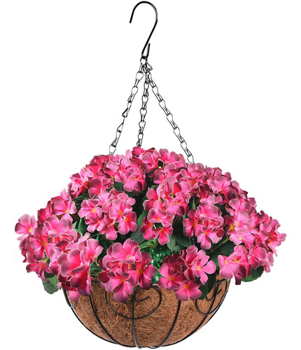 Zfprocess Cesta Colgante De Flores Artificiales Con Flores D