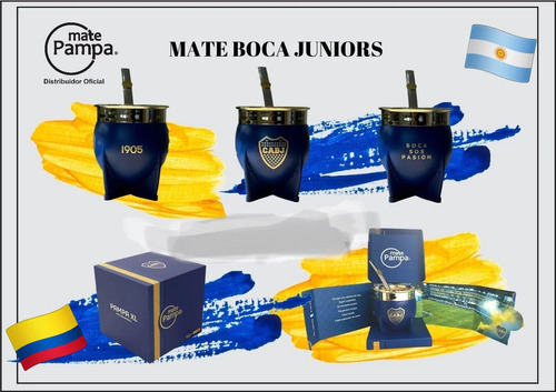 New!mate Imperial Pampa Xl Club Boca Junior+bombilla+caja Pr