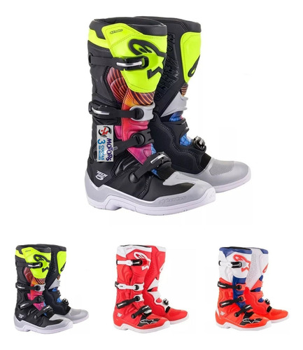 Jm Botas Moto Cross Alpinestars Tech 5 Sw Purple Black Grey