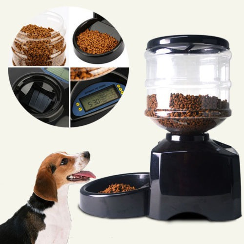 5.5l Color Negro Alimentador De Mascotas Automático Comida P