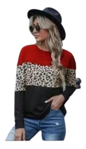 Polera Blusa Extralinda Animal Print Manga Larga