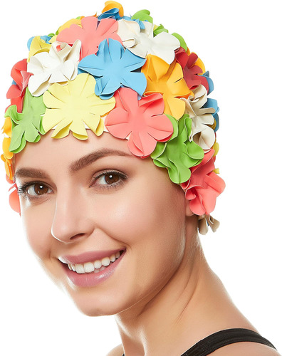 Gorro De Baño Beemo Floral Petal Para Mujer, Multicolor