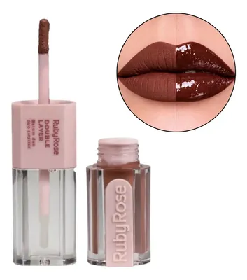 Batom Duo Matte E Gloss Longa Duração Double Layer Ruby Rose Dl100