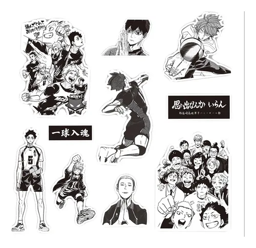2025 Haikyuu-10/30/68 Piezas Negro Y Blanco Pegatinas De
