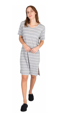 Imagen 1 de 4 de Remeron Dayana Pijama Manga Corta Mujer Dama Camison Rayado