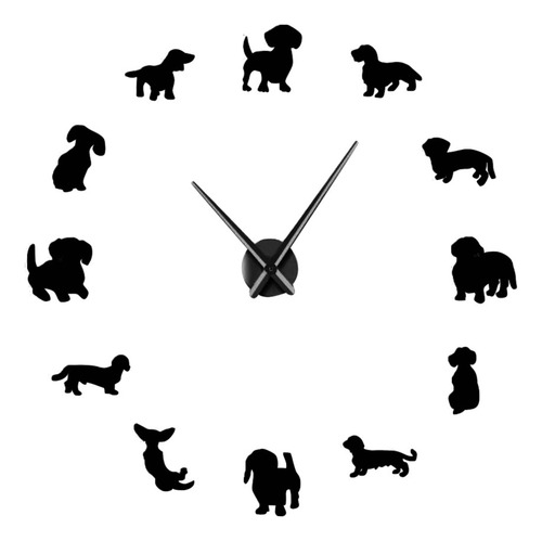 Reloj Gigante Sin Marco Wiener Dog Puppy Con Efecto Espejo