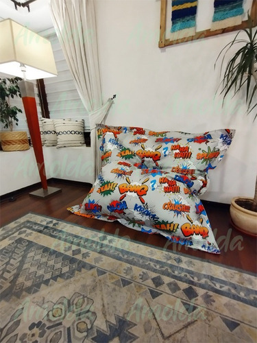 Imagen 2 de 4 de Pouf Cojin Gigante 140x140 Cms Diseños, Solo Usamos Perlas!.