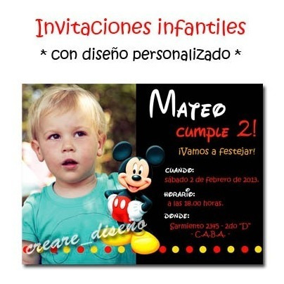 Mickey Mouse 25 Invitaciones Personalizadas + Cartel Regalo!