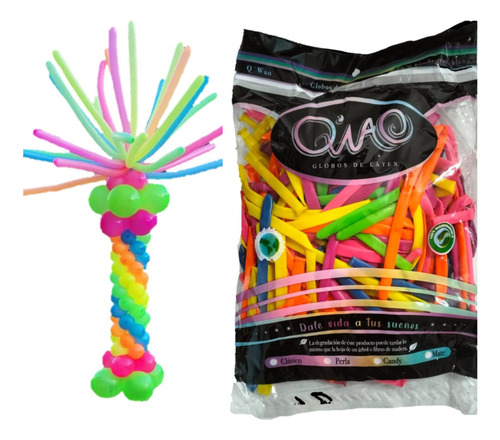 Globo Salchicha, Zeppelin #270, Colores Surtidos Neon 100pz