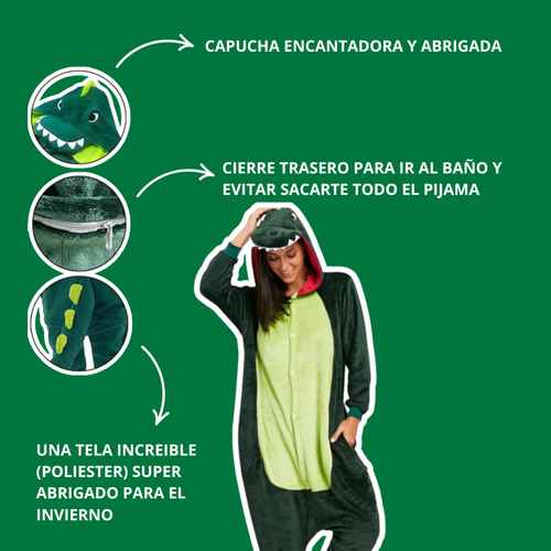 Pijama Enterizo Invierno Kiguromi Adultos Dinosaurio Kawaii