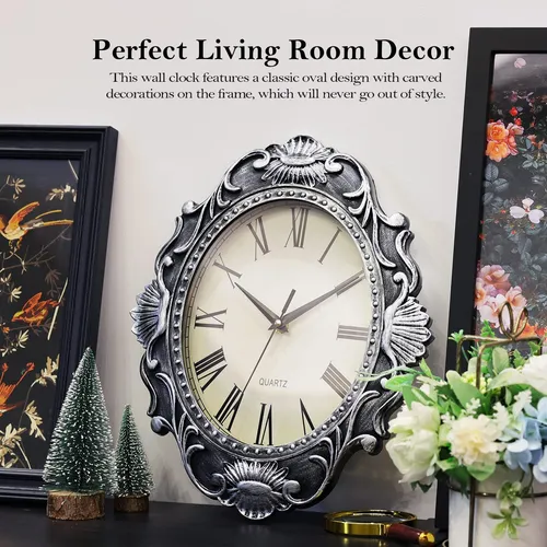 Ayrely® Reloj De Pared Rústico Ovalado De 14 Pulgadas, De De