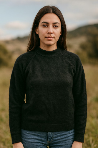 Sweater Pullover Lana De Alpaca Liso Peinado