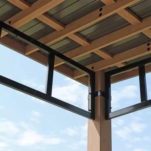 Pérgola De Madera Techo Plano Para Exteriores 3.7m X 4.3m