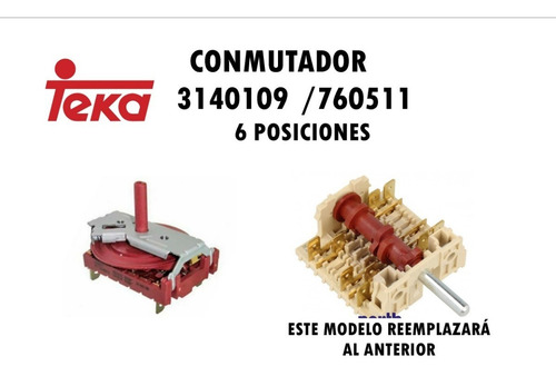Imagen 2 de 7 de Conmutador Para Hornos Teka 220v 16 Amp.