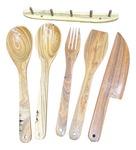 Juego Utensilios De Cocina De Madera Set 6 Piezas