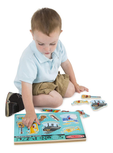Puzzle Melissa & Doug Peg Sound Wooden, 8 Unidades, Con Sens