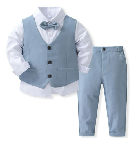  Conjunto Formal 4 Piezas Celeste Niño