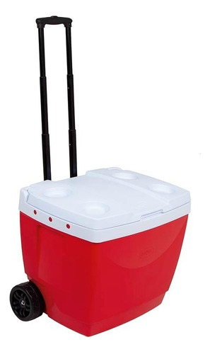 Caja térmica Mor de 42 litros con rueda, color rojo