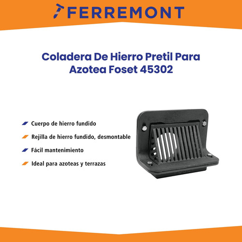 Coladera De Hierro Pretil Para Azotea, Foset 45302