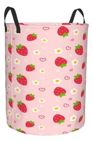 Cesto De Ropa Fresa Plegable Impermeable Con Asas