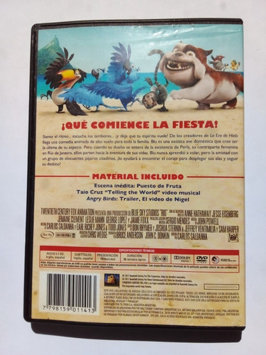 Imagen 2 de 2 de Rio - Saldanha - 20th Century Fox 2011 - Dvd - U