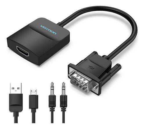 Adaptador Vga A Hdmi Con Audio, (salida De Fuente Vga De Pc