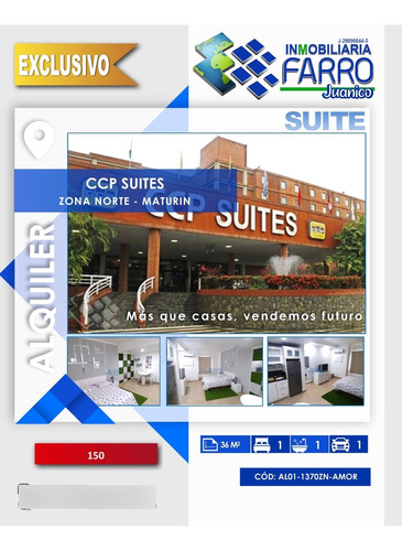 Imagen 1 de 6 de Se Alquila Apto Ccp Suite Tipuro Maturin Al01-1370zn-amor