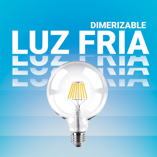 Lampara Filamento E27 Globo 12cm Dimerizable Luz Led 8w X10 Luz Blanco frío