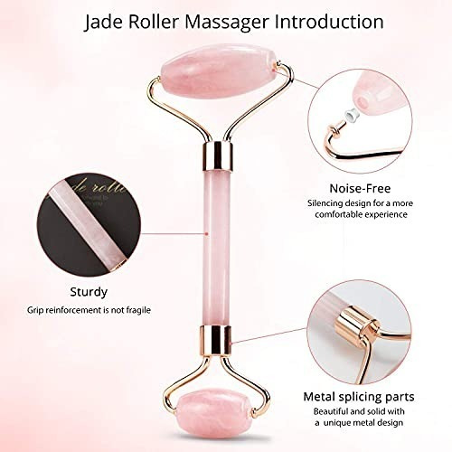 Doble Cabeza Masaje Gua Sha Jade Rodillo Facial Herramienta