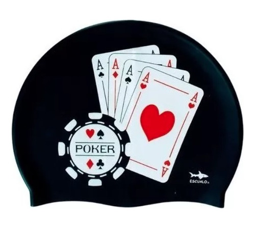 Gorra Natacion Escualo Modelo Poker Color Negro Diseño De La Tela Estampado Talla Unitalla