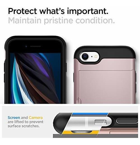 Estuche Para iPhone 7 Cubierta Delgada Ranura Rose Gold