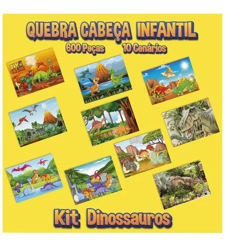 Kit 10 Quebra Cabeça Infantil - Era dos Dinossauros - 60 Peças Cada -  Akikola