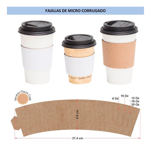200 Fajillas - Mangas - Para Vaso De Bebida Caliente