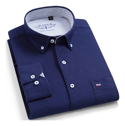 Camisas Oxford Gruesas Casuales A Rayas Con Botones Para Hom