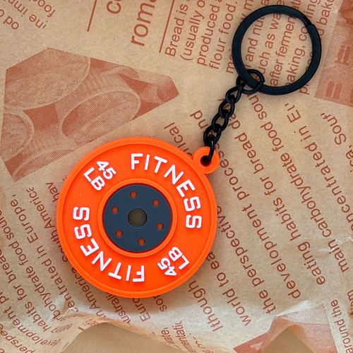 Mini Fitness Keychain Orange Dumbbell