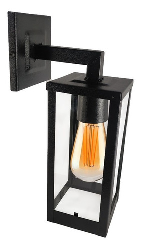 Imagen 3 de 9 de Farol Aplique Lampará Exterior Pared Hierro 4 Caras Vidrio