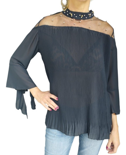 Blusa Fiesta Noche Mujer Plisada