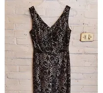 Comprar Vestido Rue De La Paix Noche Mujer Encaje Floral Plata Negro