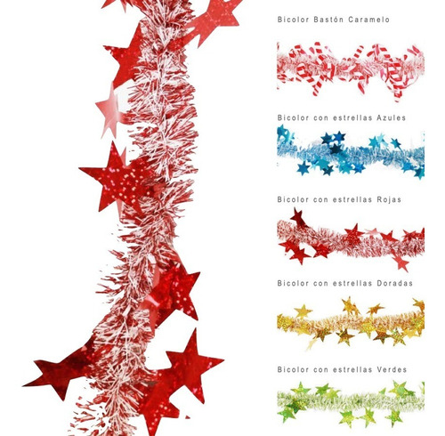 Guirnalda Boa De Navidad 180cm Decoracion Adorno Navideño Color Estrellas Rojas - NA31