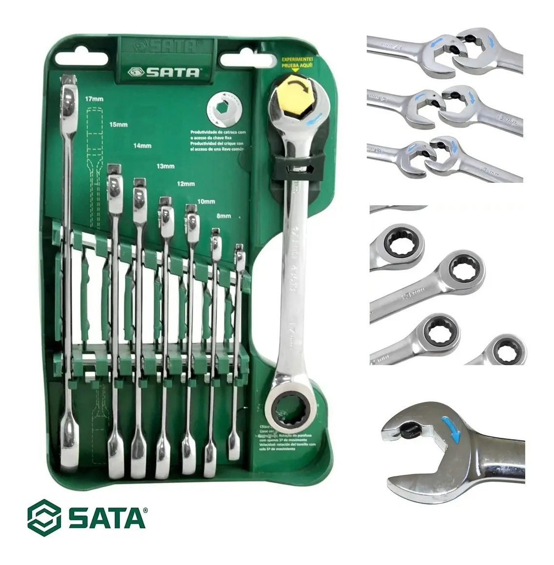 Jogo Chave Combinada Catraca Speedy 8 Peças Sata By Belzer