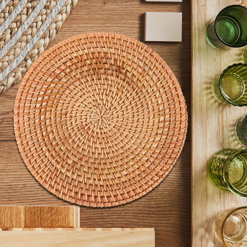 Placemats Redondos De Vime, Tecido À Mão, Para 20cm