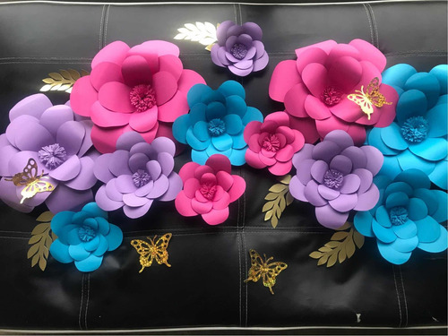 Imagen 5 de 10 de Flores Decorativas De Cartulina Set Sencillo